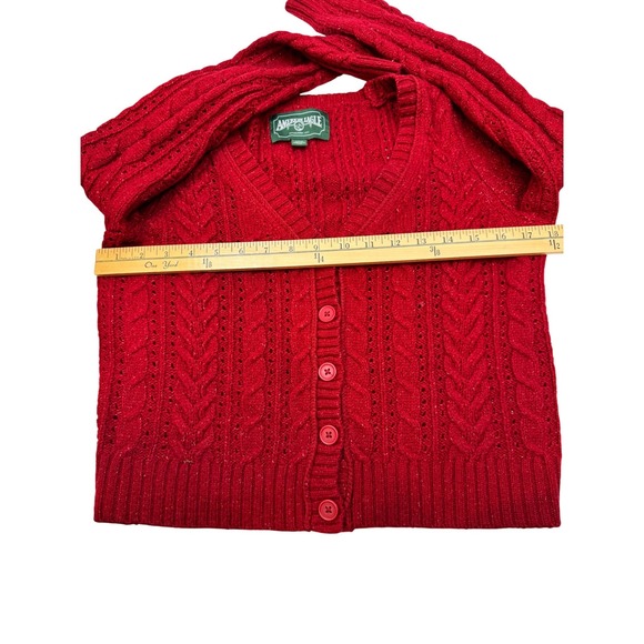American Eagle Womens S Cable Knit Cardigan Sweater V-Neck Cropped Academia - Picture 7 of 8